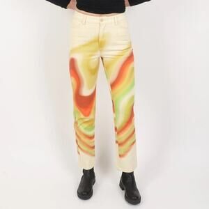 Paloma Wool Cream Jeans with Orange, Green and Yellow Swirl